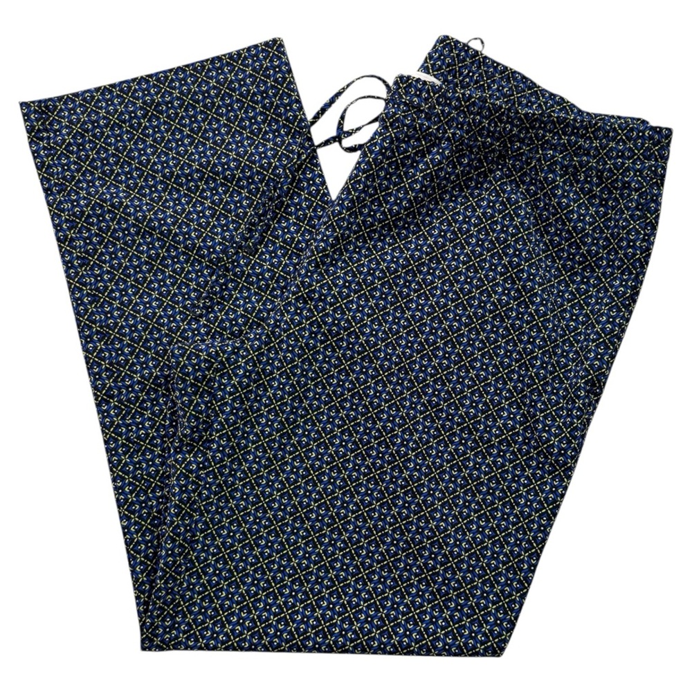 Talbots Petite Printed Straight Leg Pull-On Pants Black Blue Lime Size 10P EUC
